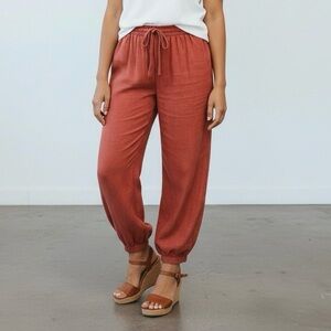 Puro Lino Chic Coral Italian Craftsmanship 100% Linen‎ Boho Bohemian Pants